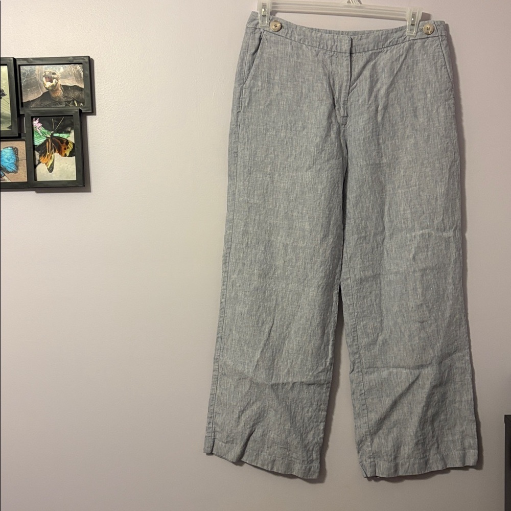 Boden Myra Linen Wide Leg Pants size 10R Blue Gray Color